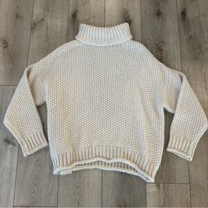 Aakaa Cream Textured Turtleneck Sweater